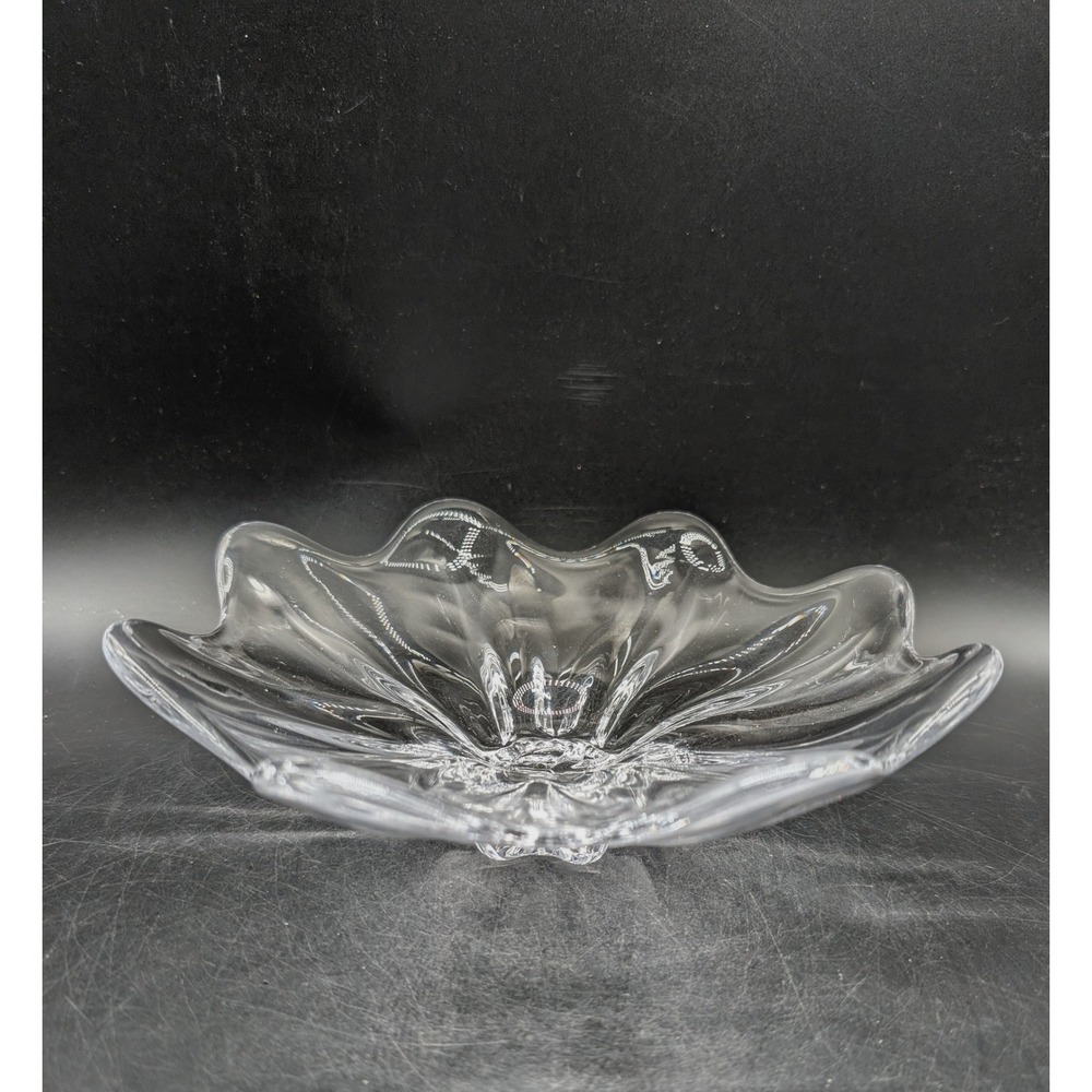 Simon Pearce Echo Lake Clear Handblown Art Glass Scalloped Bowl 6"